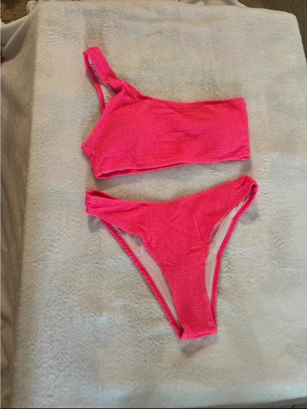 Bright Pink Textured Bikini Bottom and top. Brand new. #vacation #summer